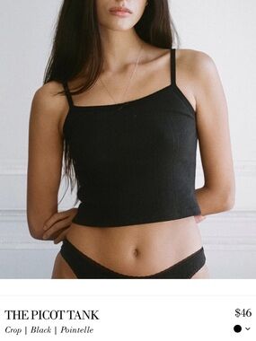 Cou Cou Intimates Black Picot Tank Top L